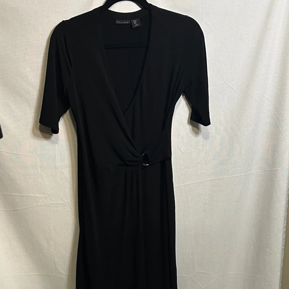 Tahari Black Wrap Dress - Picture 1 of 7